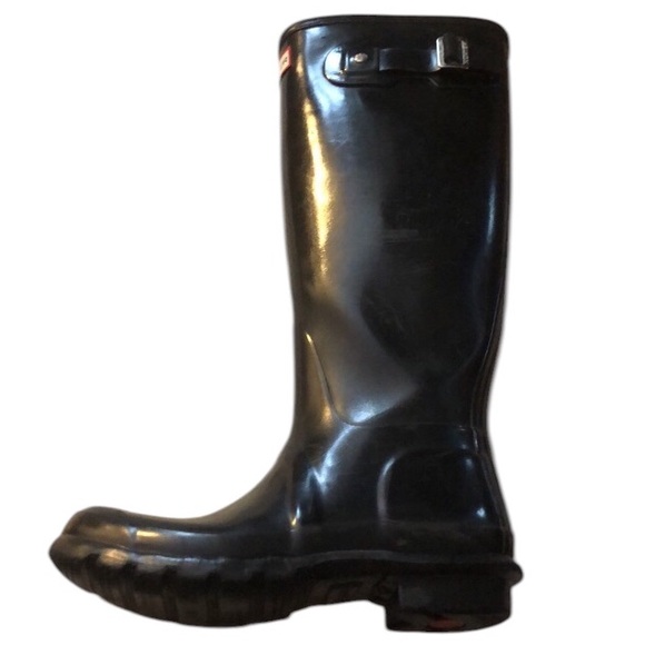 Hunter Black Rubber Wellington Rain Boots - Picture 3 of 9